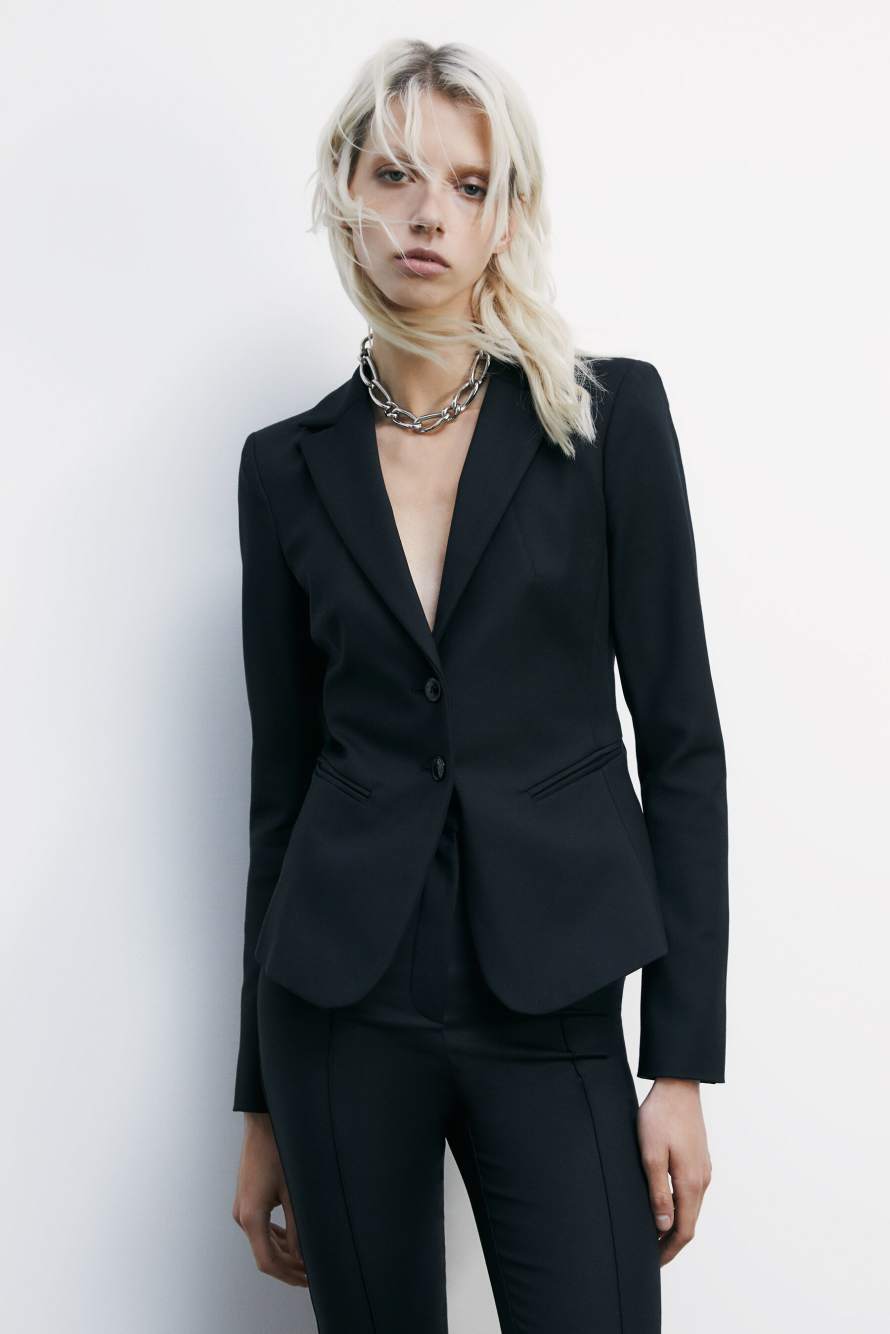 Узкий пиджак на 2 пуговицах, Черный, Patrizia Pepe