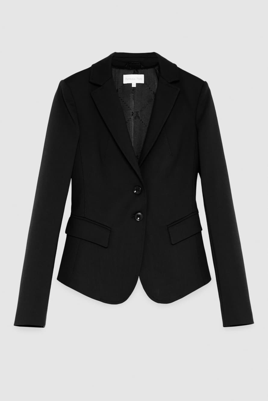Узкий пиджак на 2 пуговицах, Черный, Patrizia Pepe