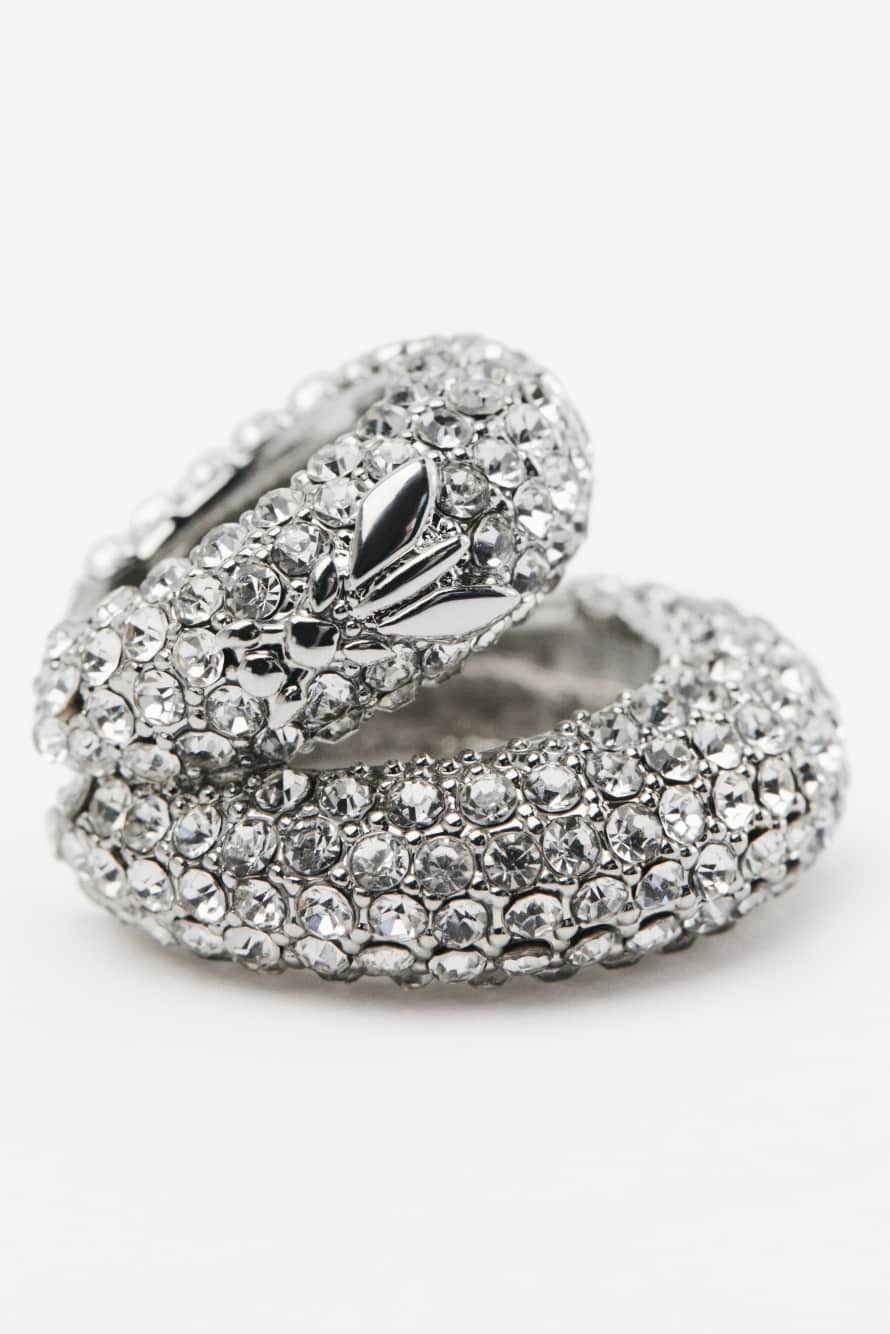 Средний кафф Metal Circle со стразами, Серебристый, Patrizia Pepe