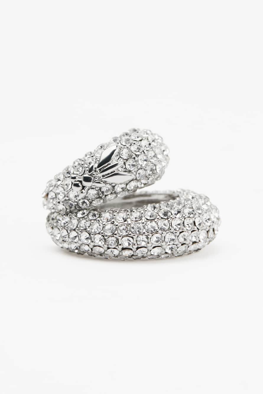 Средний кафф Metal Circle со стразами, Серебристый, Patrizia Pepe