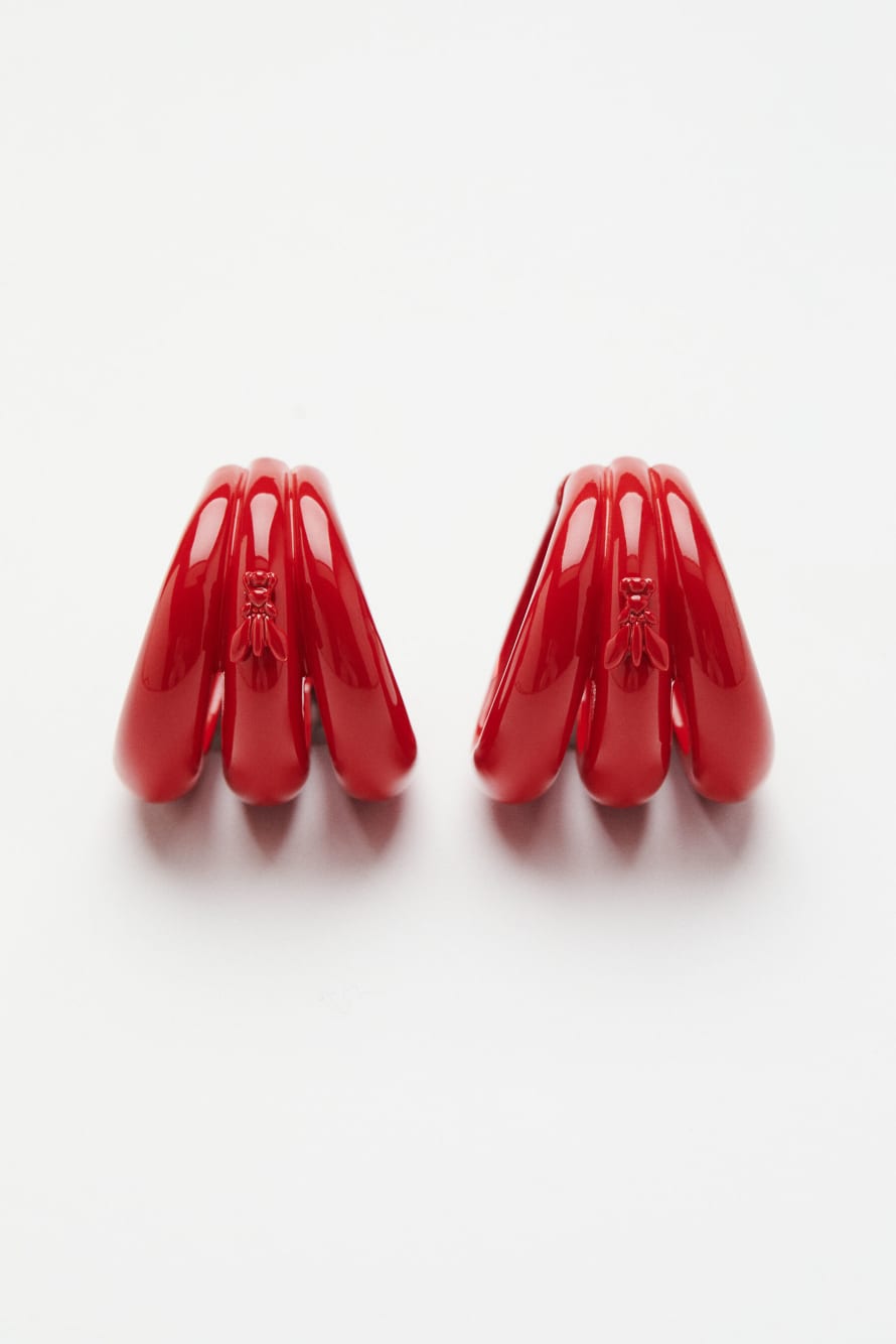Coloured Metal Circle Earcuffs, Red, Patrizia Pepe