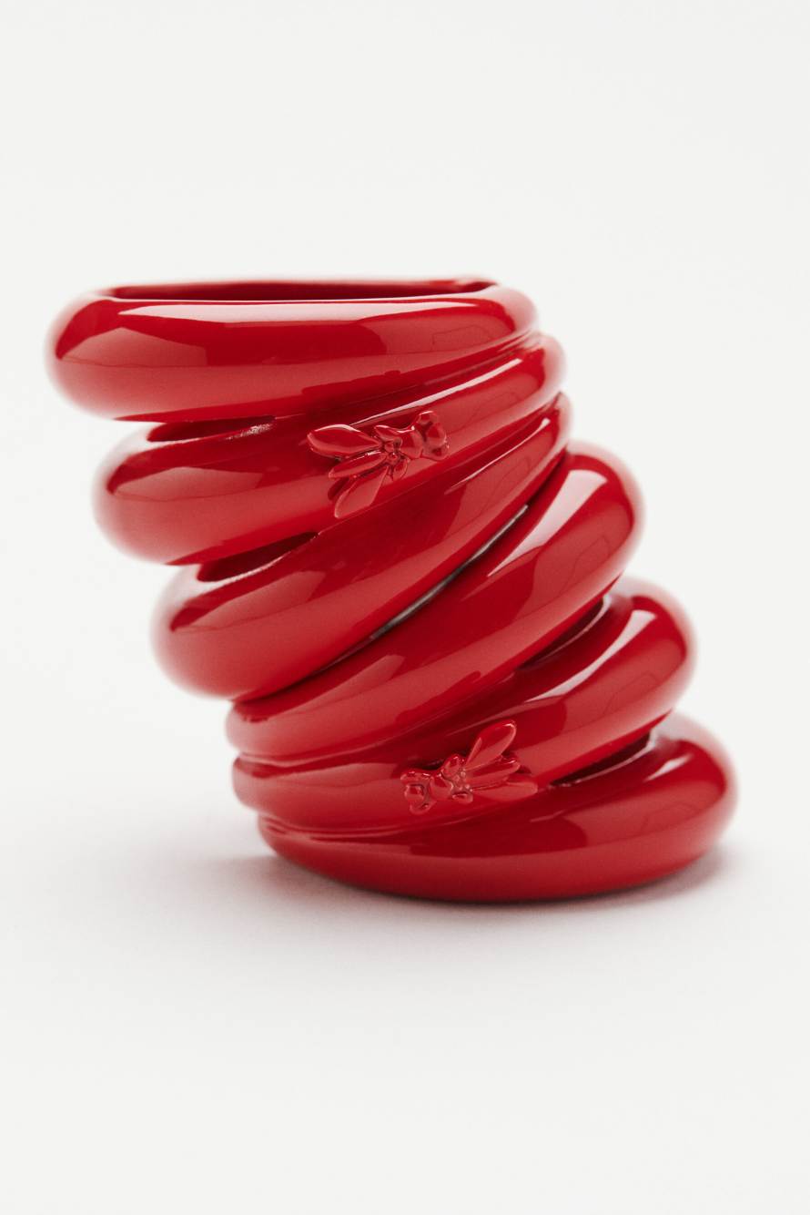 Coloured Metal Circle Earcuffs, Red, Patrizia Pepe