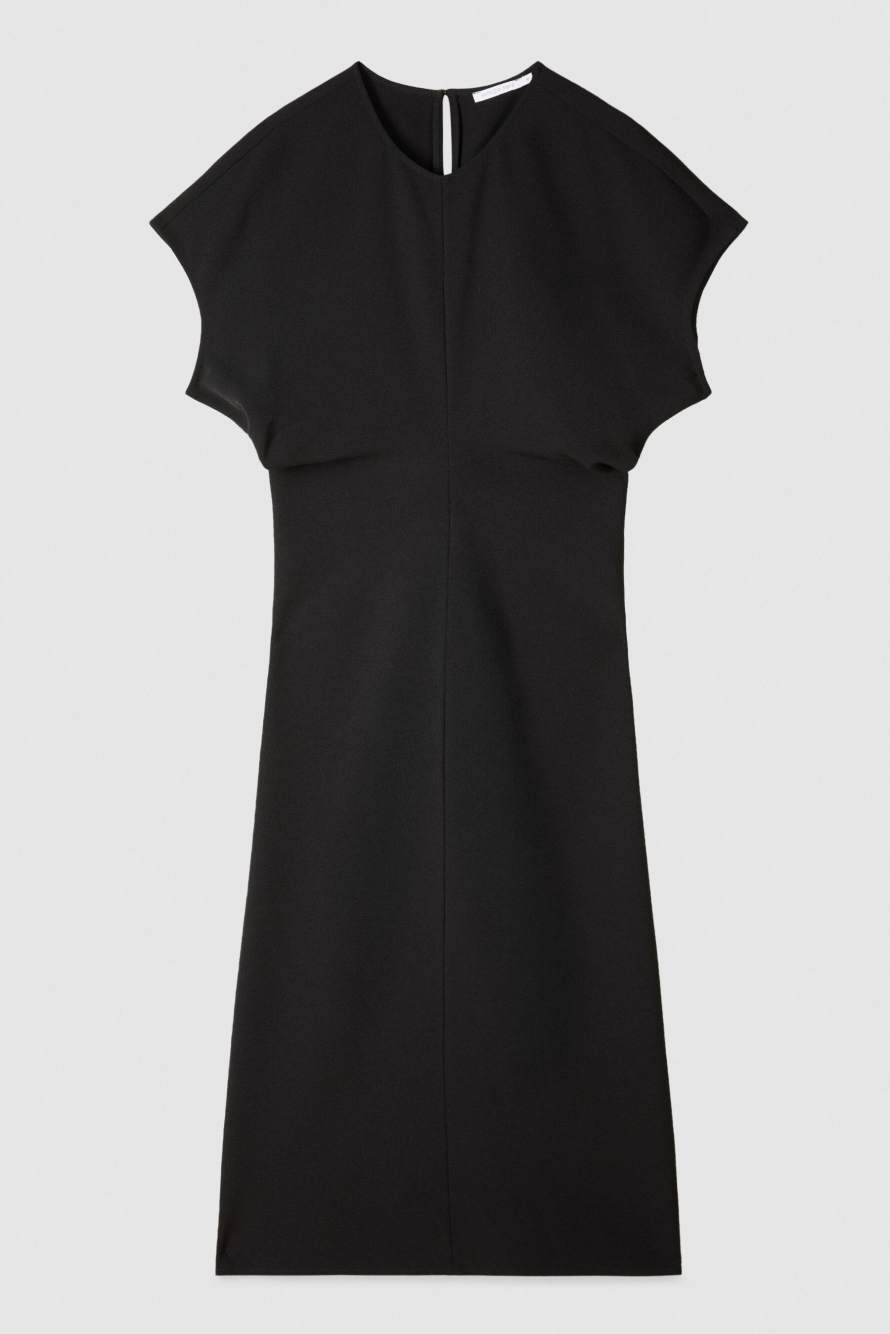 Fluid midi dress in twill, Black, Patrizia Pepe
