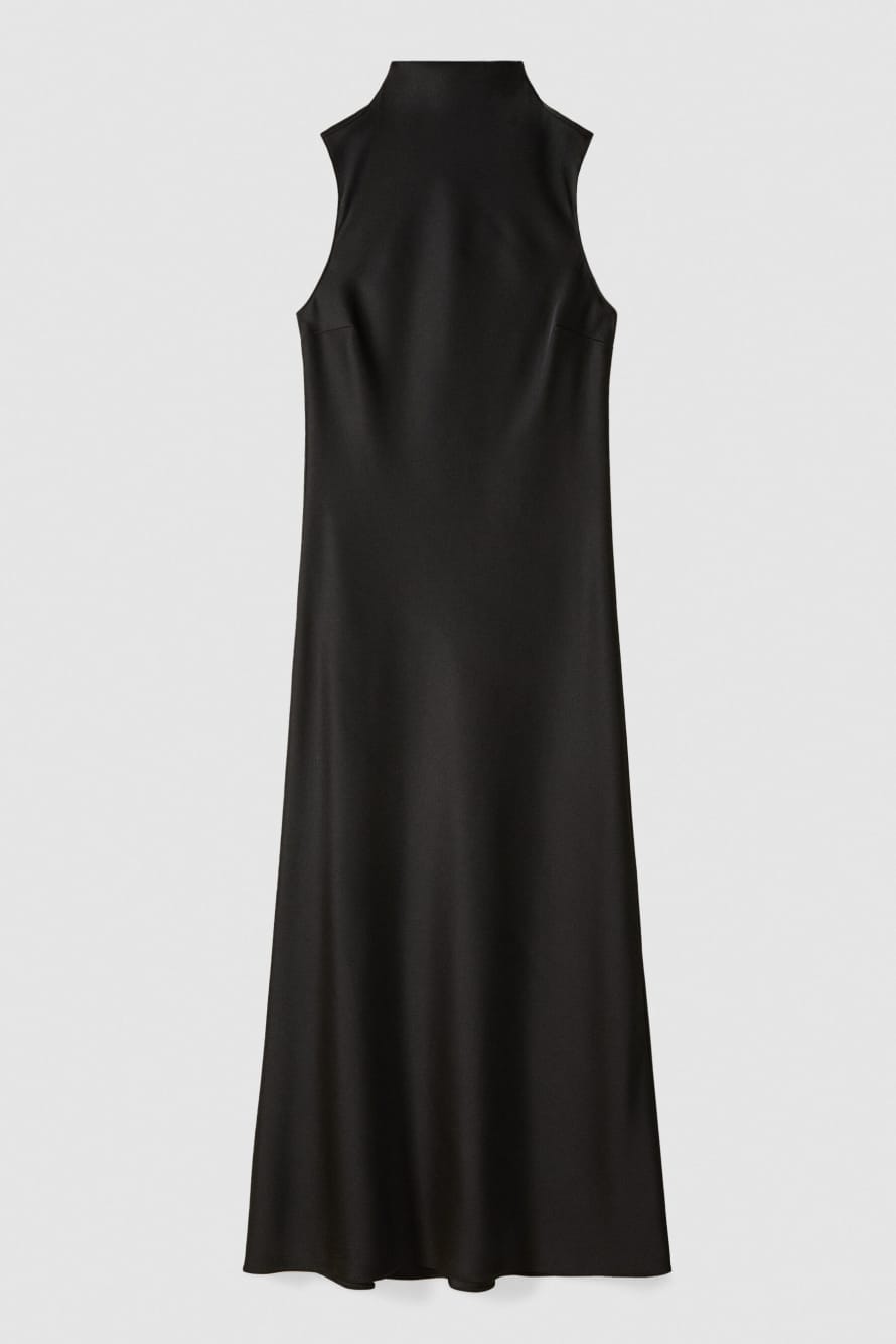 Flowing satin midi dress, Black, Patrizia Pepe