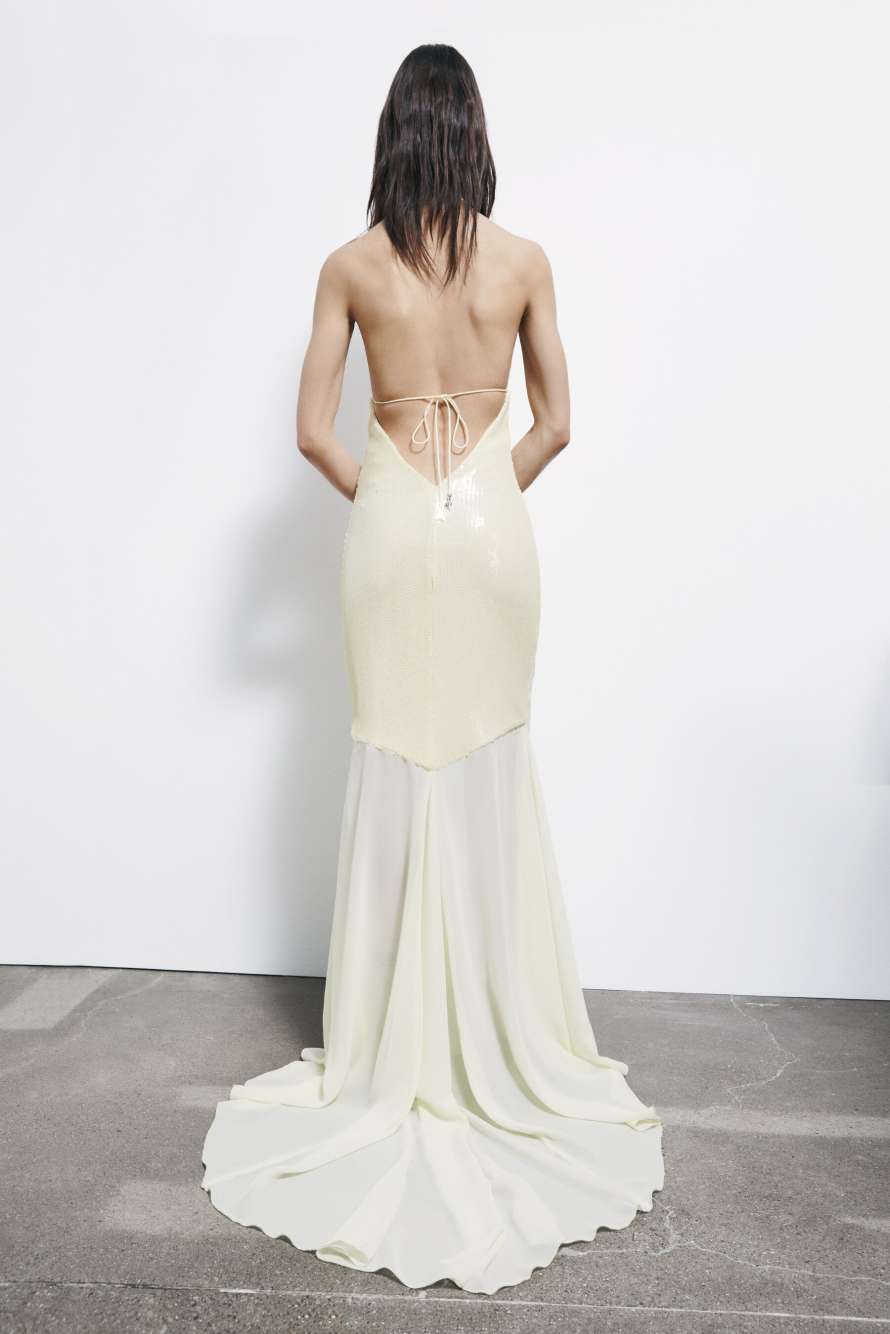 Асимметричное длинное платье с пайетками, Желтый, Patrizia Pepe