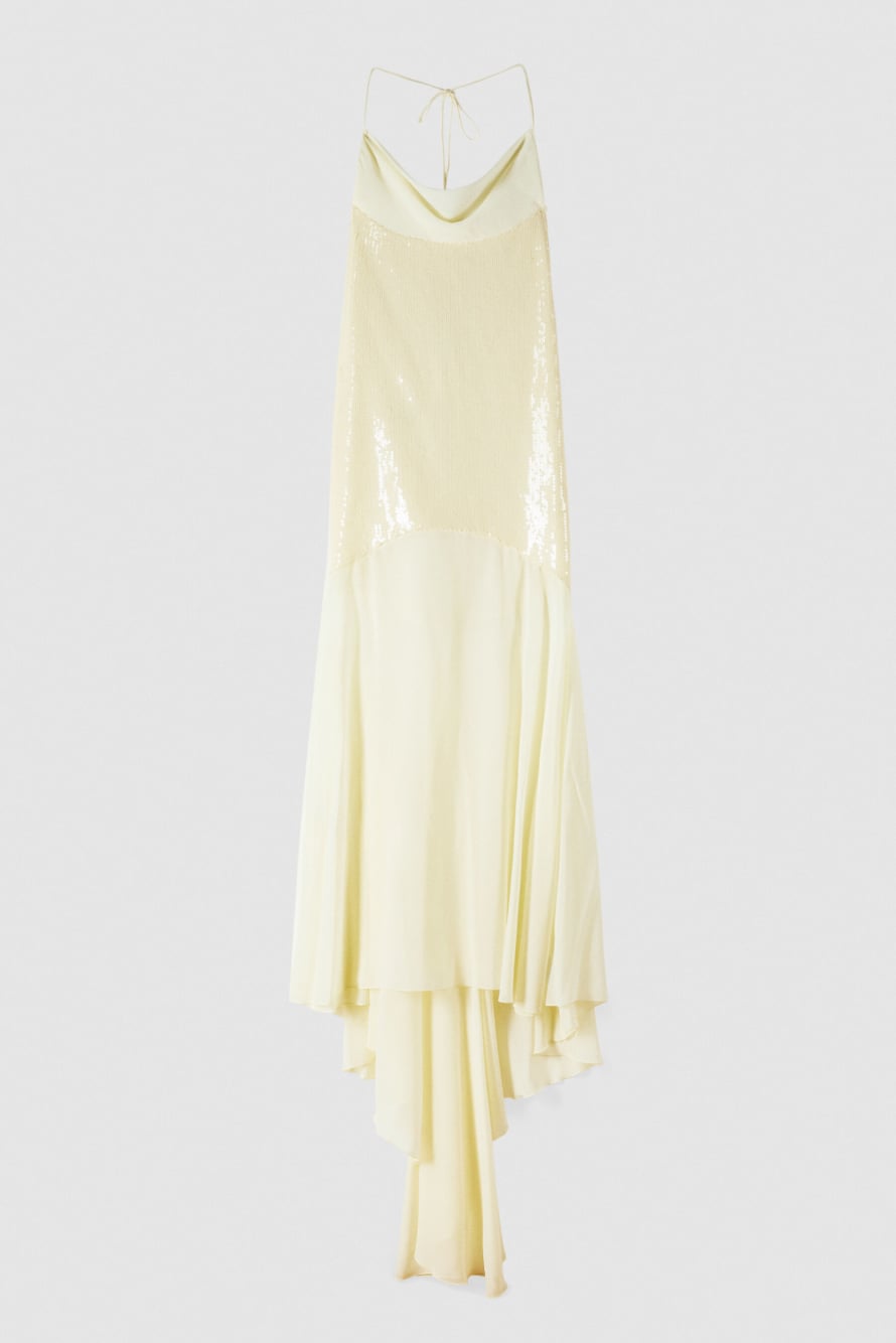 Асимметричное длинное платье с пайетками, Желтый, Patrizia Pepe