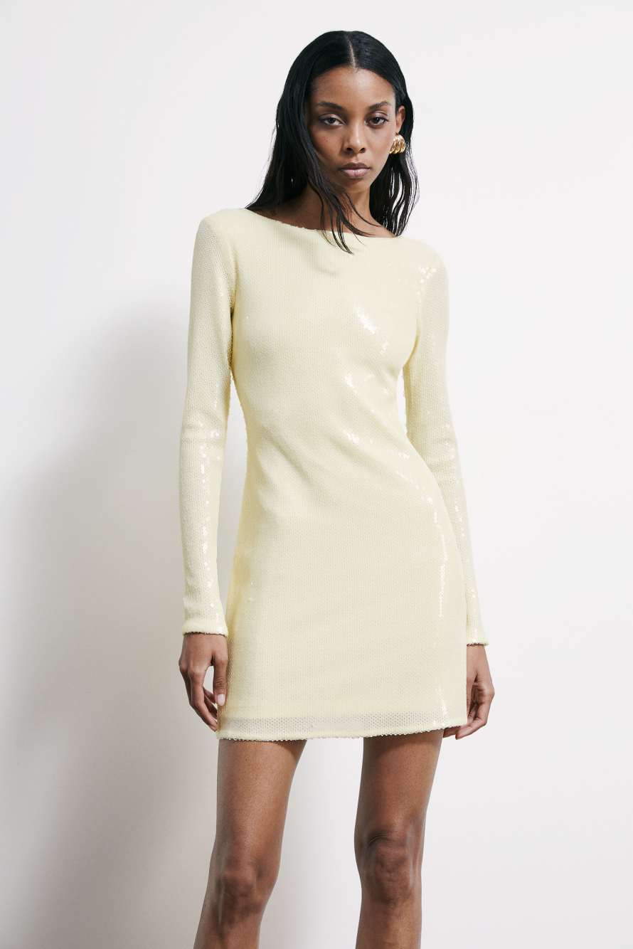 Мини-платье из тюля с пайетками, Желтый, Patrizia Pepe