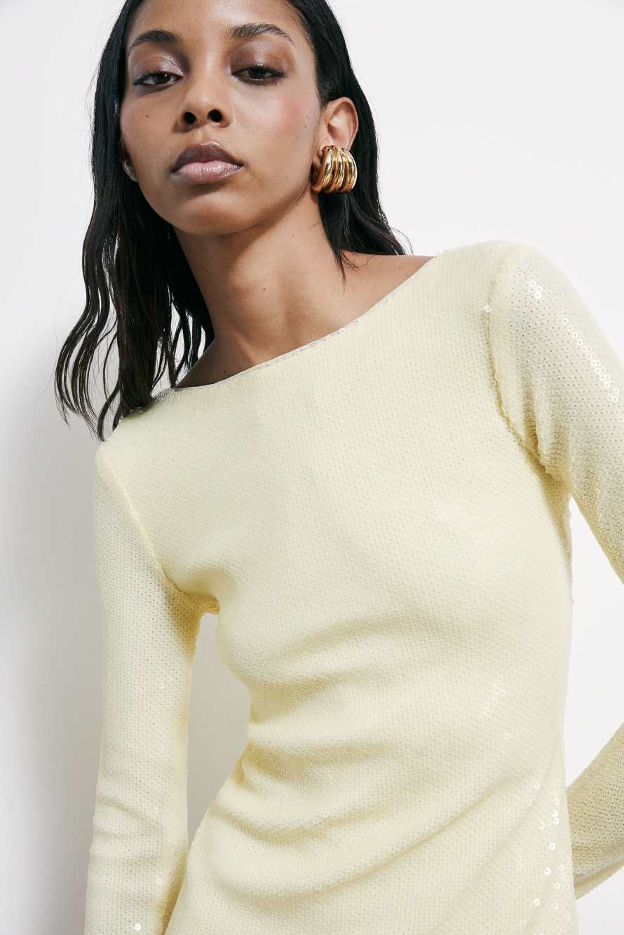 Мини-платье из тюля с пайетками, Желтый, Patrizia Pepe