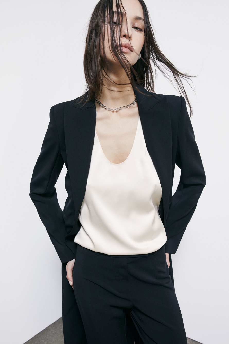 Canotta fluida in raso, Bianco, Patrizia Pepe