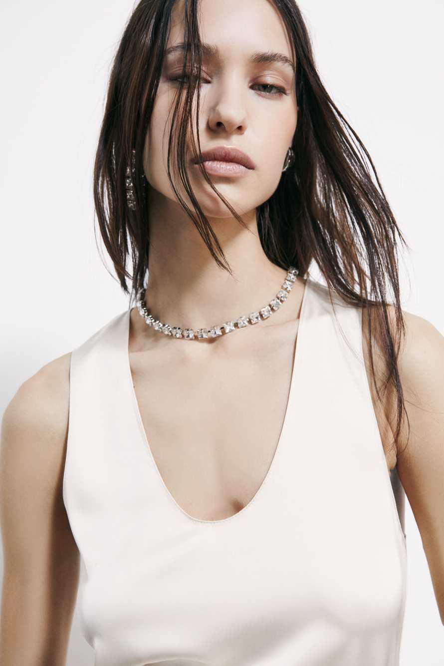 Canotta fluida in raso, Bianco, Patrizia Pepe