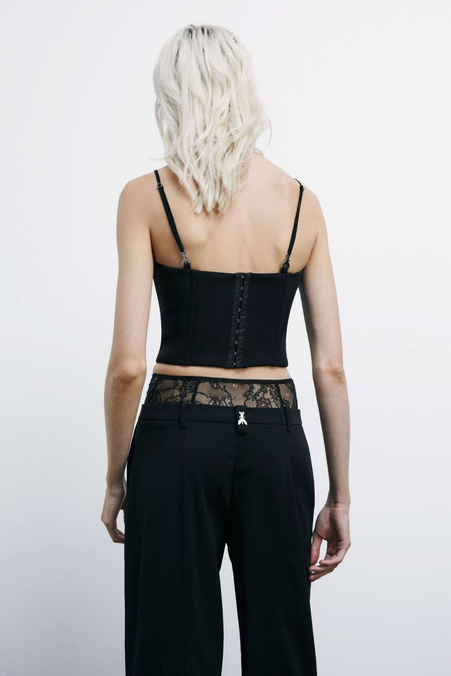 Corset with lace details, Black, Patrizia Pepe