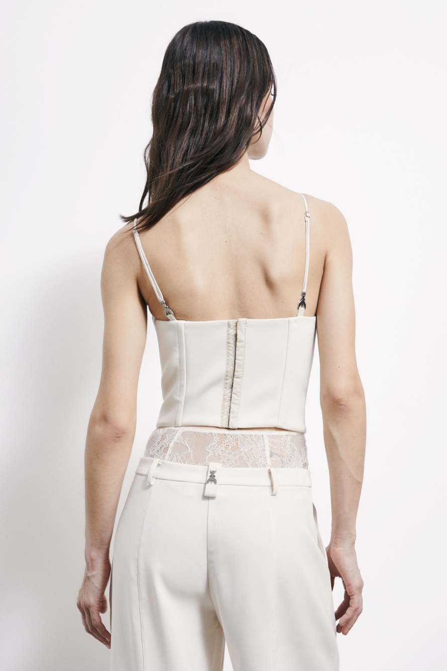 Corset with lace details, White, Patrizia Pepe