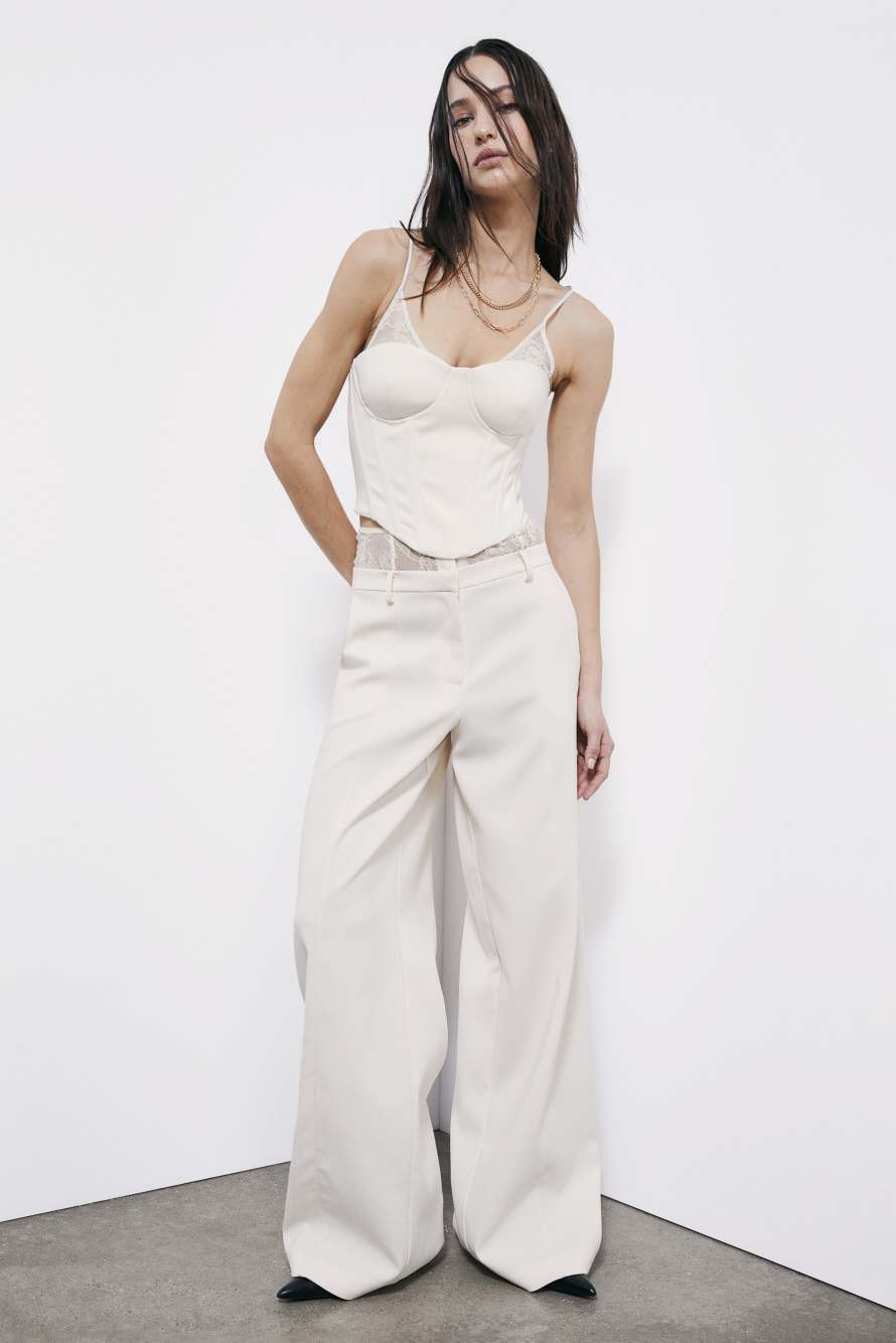 Corset with lace details, White, Patrizia Pepe