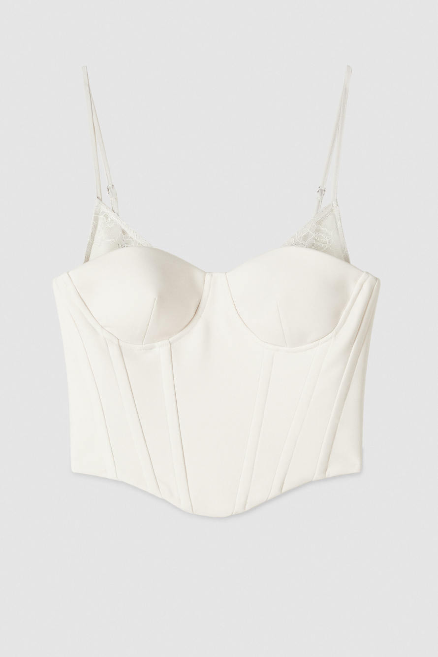 Corset with lace details, White, Patrizia Pepe