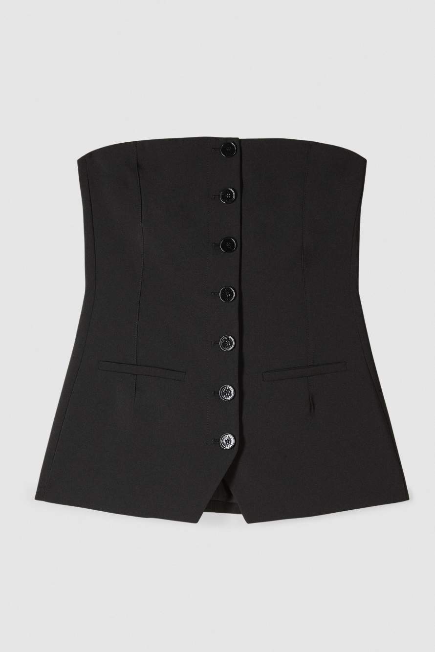 Crepe bustier with buttons, Black, Patrizia Pepe