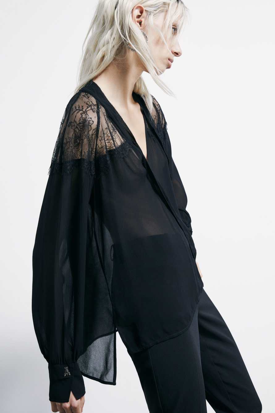 Fluid blouse with bow, Black, Patrizia Pepe