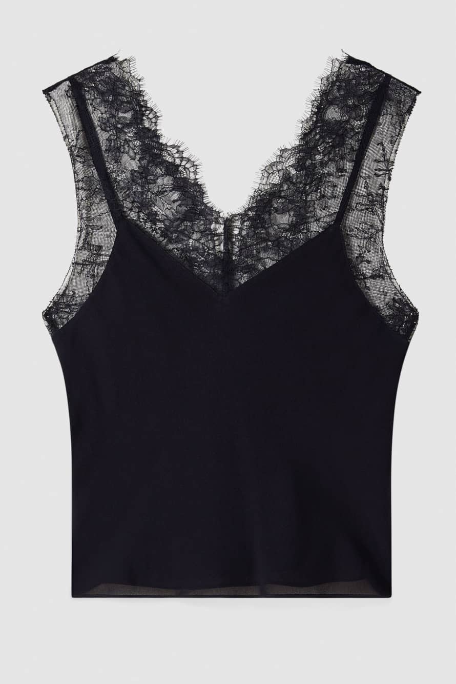 Top with lace details, Black, Patrizia Pepe