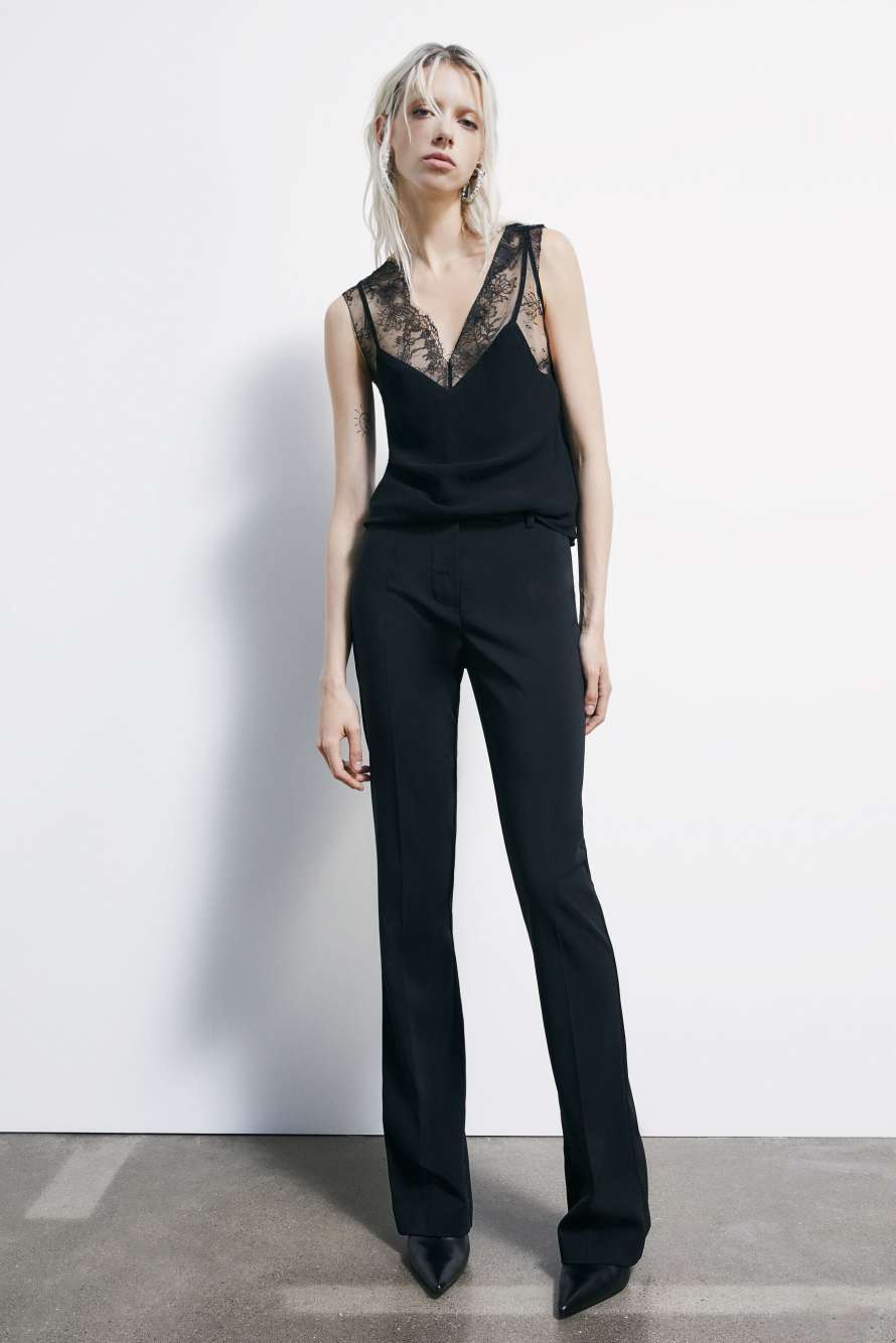 Top with lace details, Black, Patrizia Pepe