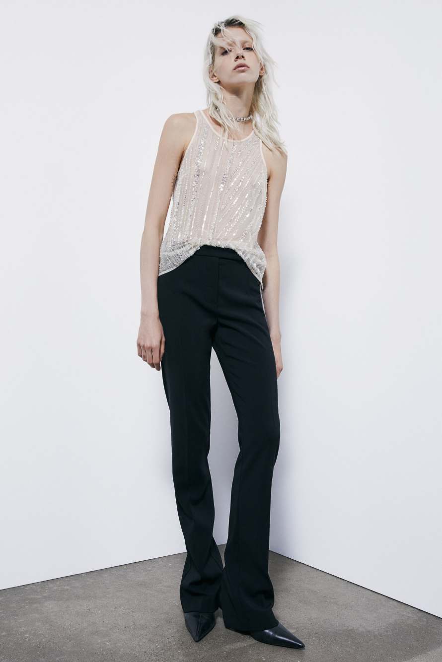 Top in tulle ricamato, Bianco, Patrizia Pepe