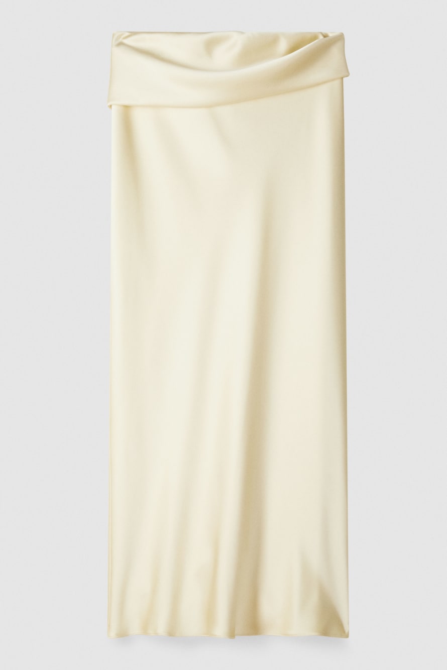 Draped satin midi skirt, Yellow, Patrizia Pepe