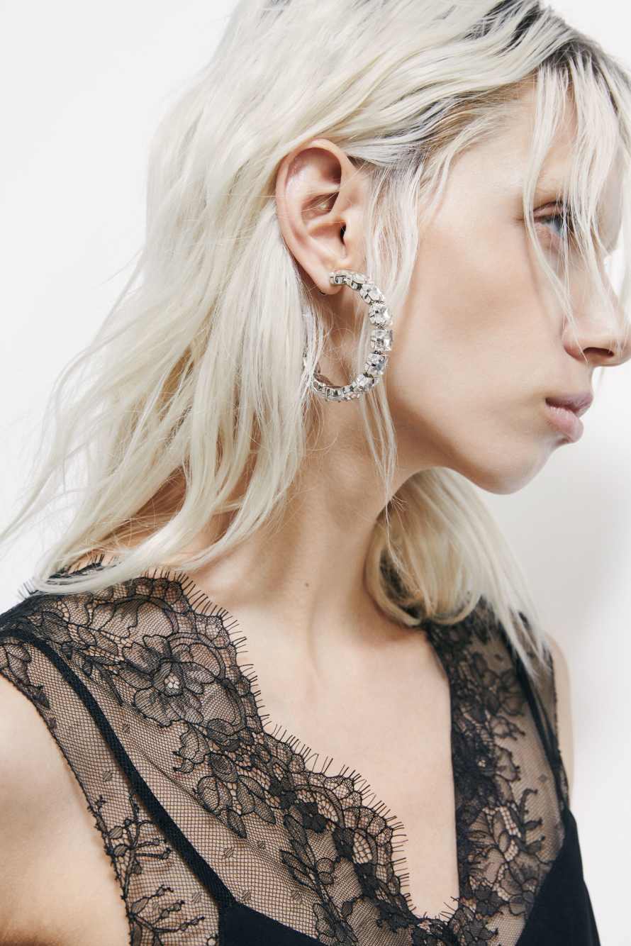 Серьги-кольца Diamond Cut, Серебристый, Patrizia Pepe