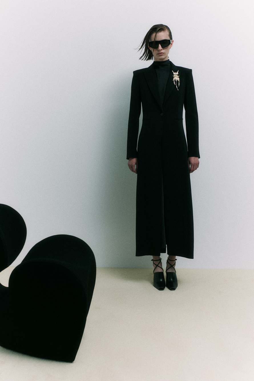 Long single-breasted coat, Black, Patrizia Pepe