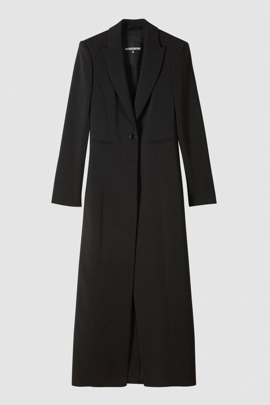 Long single-breasted coat, Black, Patrizia Pepe