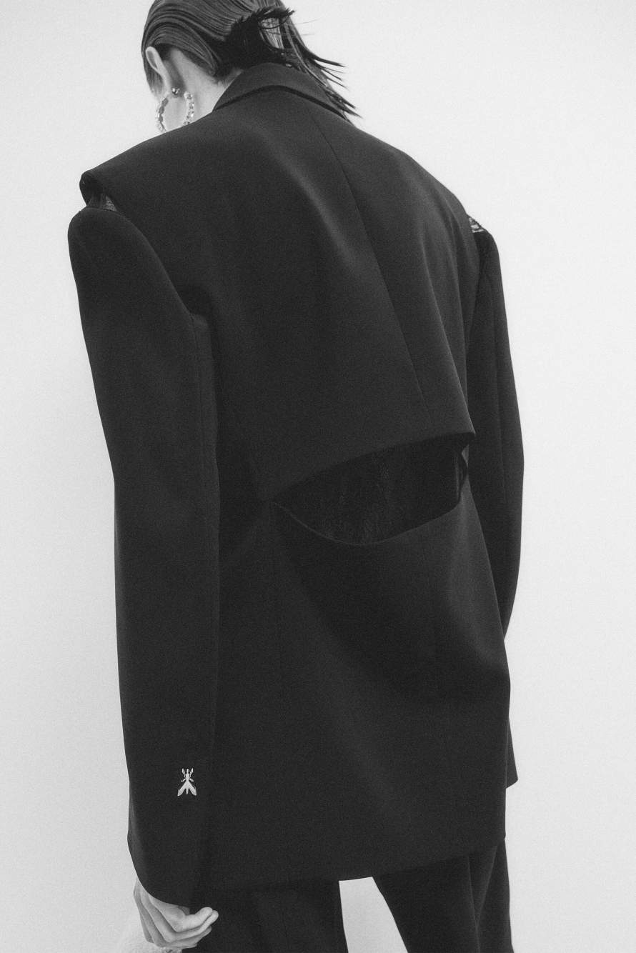 Oversized crepe blazer, Black, Patrizia Pepe