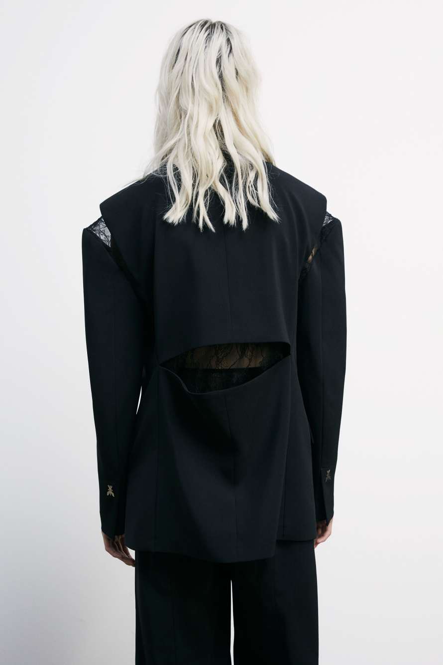 Oversized crepe blazer, Black, Patrizia Pepe