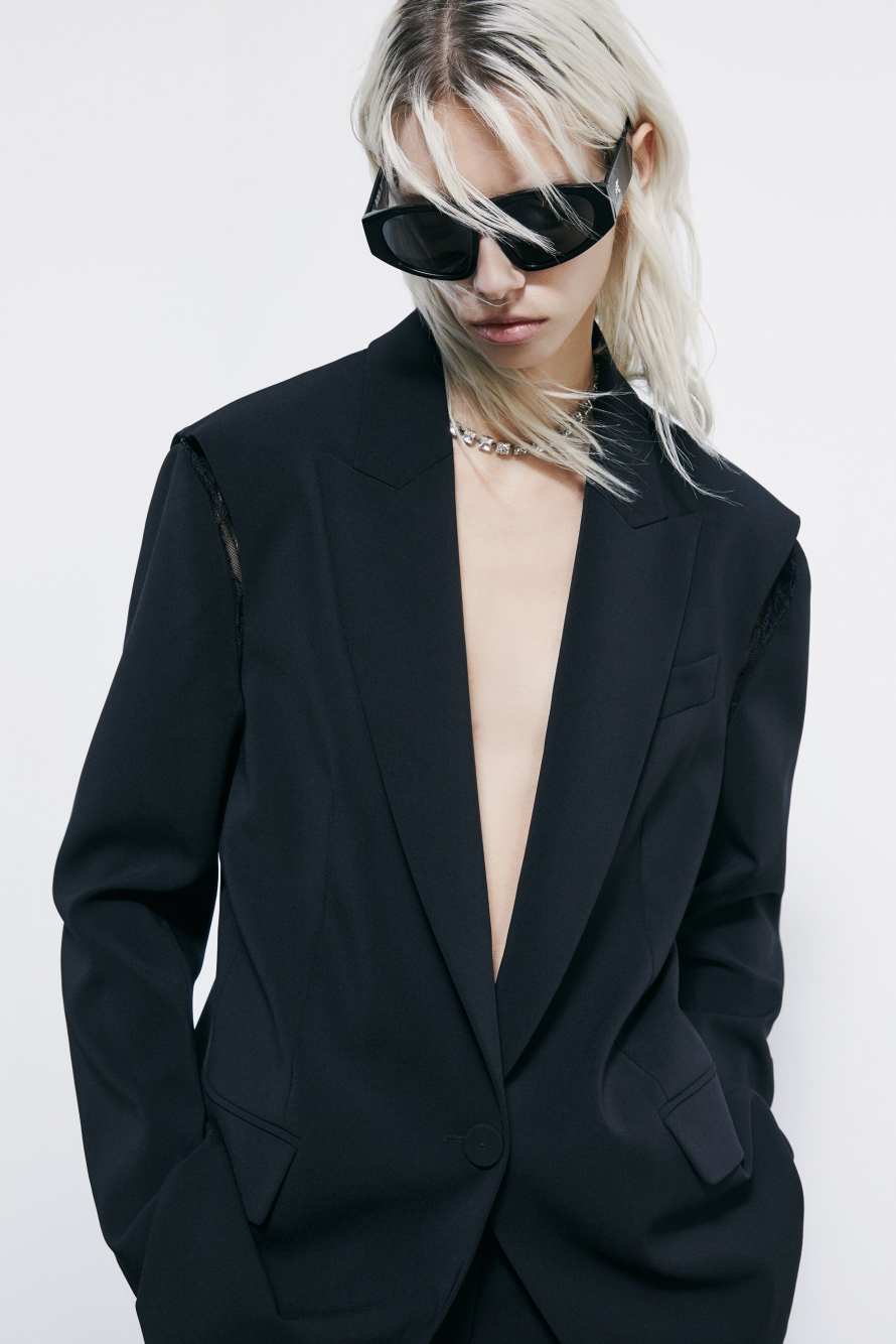 Oversized crepe blazer, Black, Patrizia Pepe