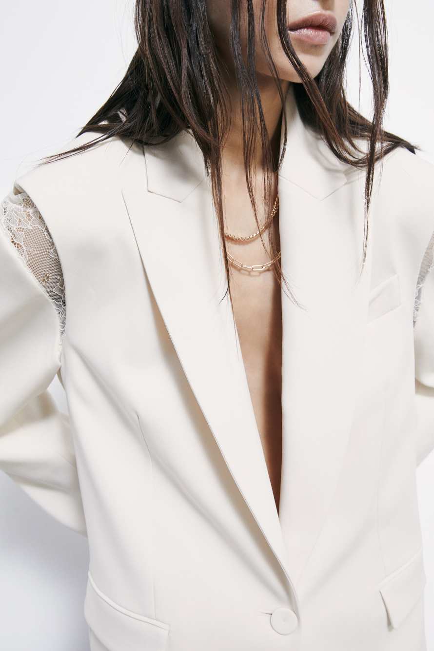 Oversized crepe blazer, White, Patrizia Pepe
