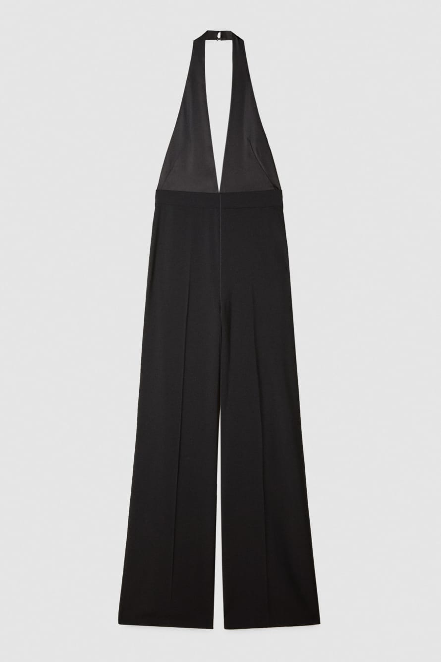 Fluid crepe jumpsuit with deep neckline, Black, Patrizia Pepe