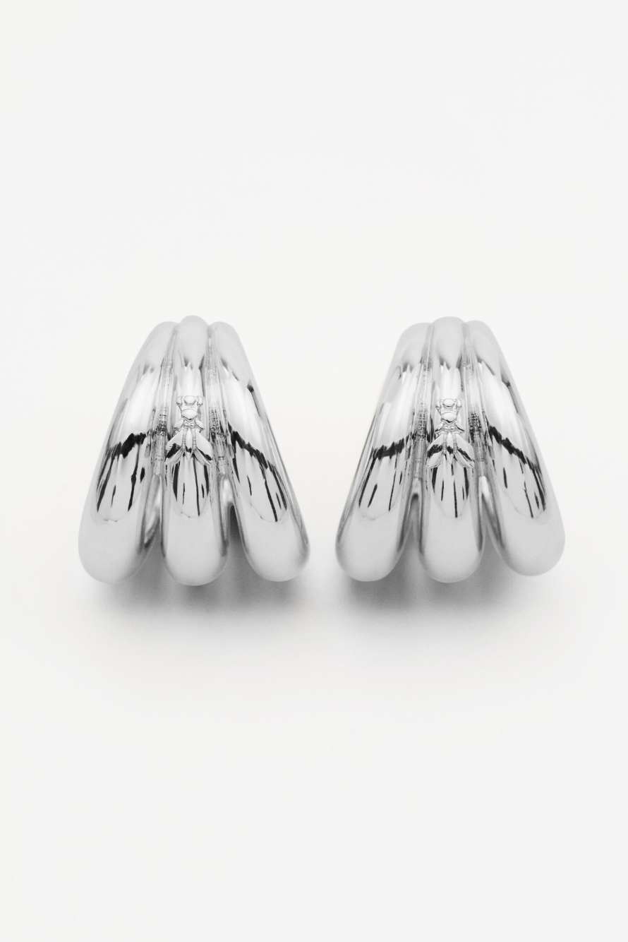 Large Metal Circle earcuffs, Silver, Patrizia Pepe