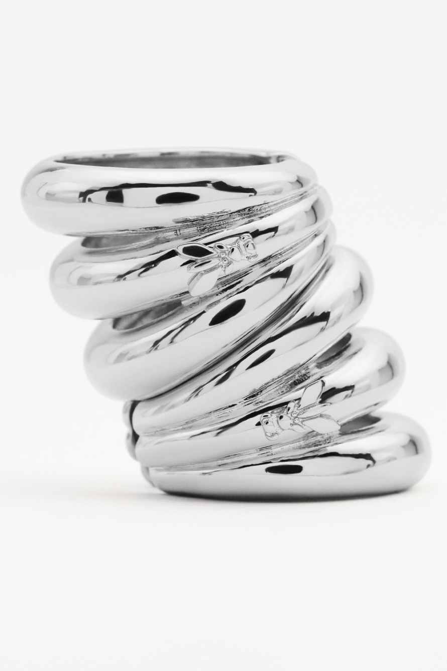 Large Metal Circle earcuffs, Silver, Patrizia Pepe