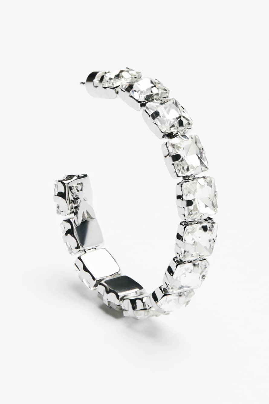 Серьги-кольца Diamond Cut, Серебристый, Patrizia Pepe