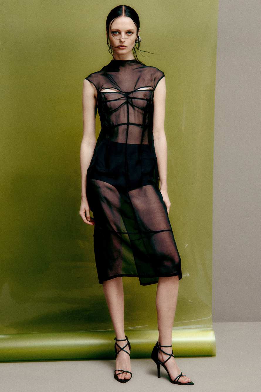 Прозрачное миди-платье из шелка, Черный, Patrizia Pepe