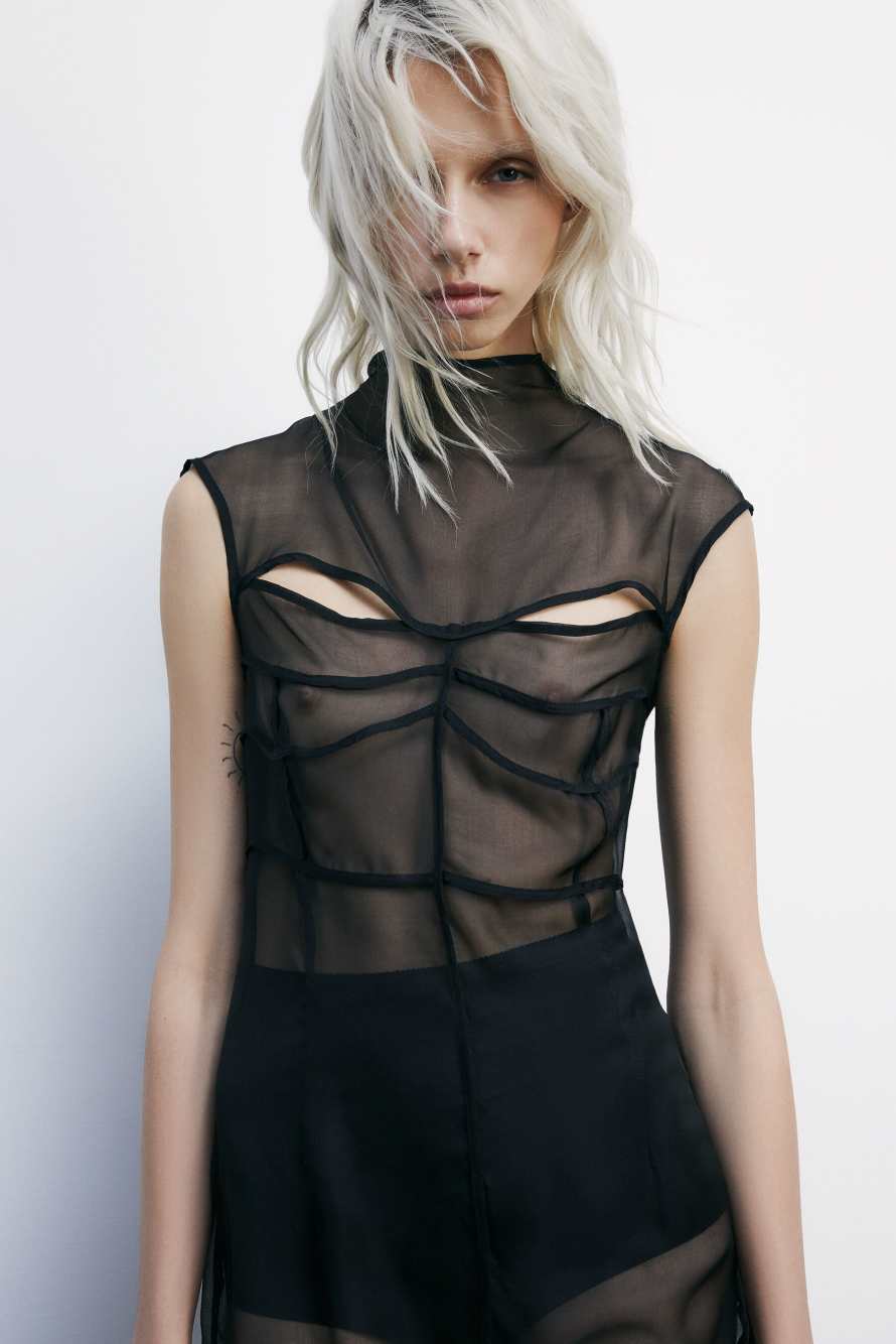 Прозрачное миди-платье из шелка, Черный, Patrizia Pepe