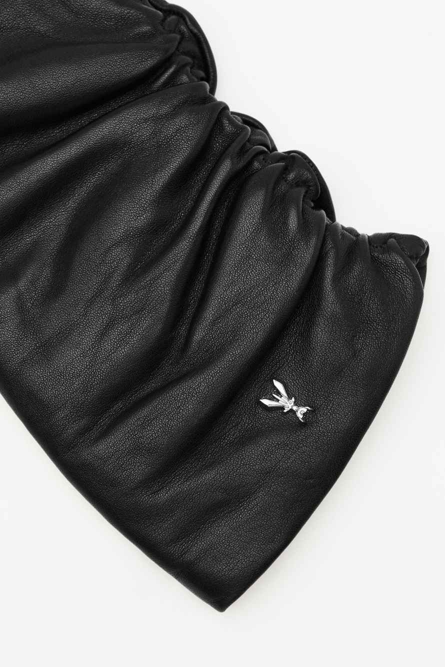 Длинные кожаные перчатки, Черный, Patrizia Pepe