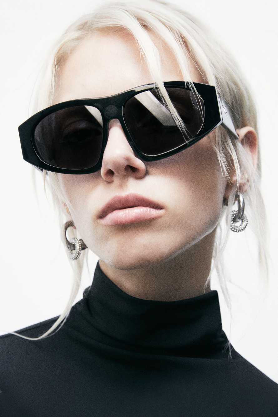 Visor Sunglasses, Black, Patrizia Pepe