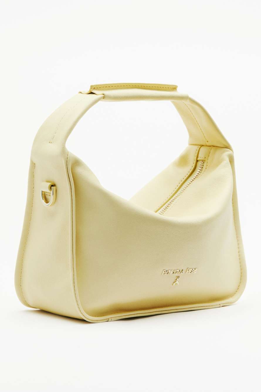Contemporary Hobo small leather shoulder bag, Yellow, Patrizia Pepe