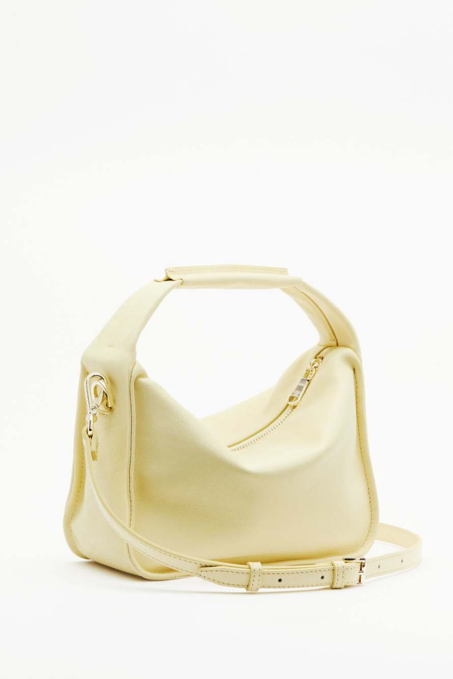 Contemporary Hobo small leather shoulder bag, Yellow, Patrizia Pepe