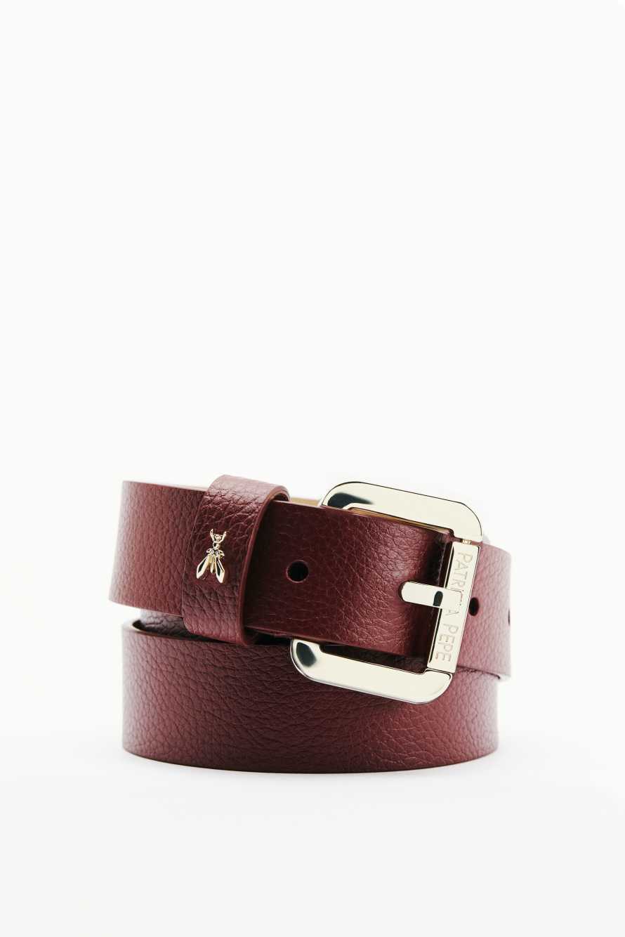 Roller buckle-adorned low-waist belt, Brown, Patrizia Pepe