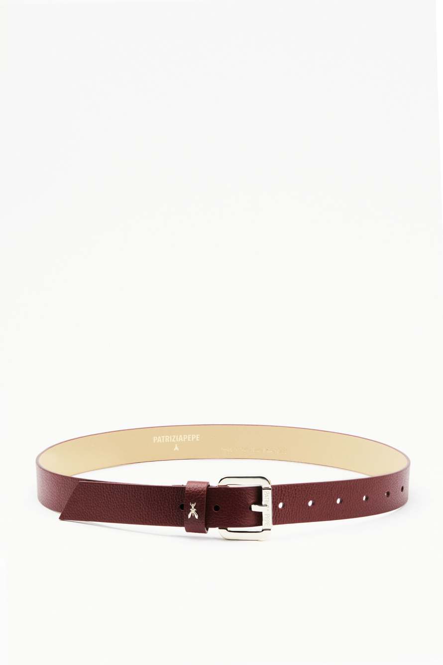 Roller buckle-adorned low-waist belt, Brown, Patrizia Pepe