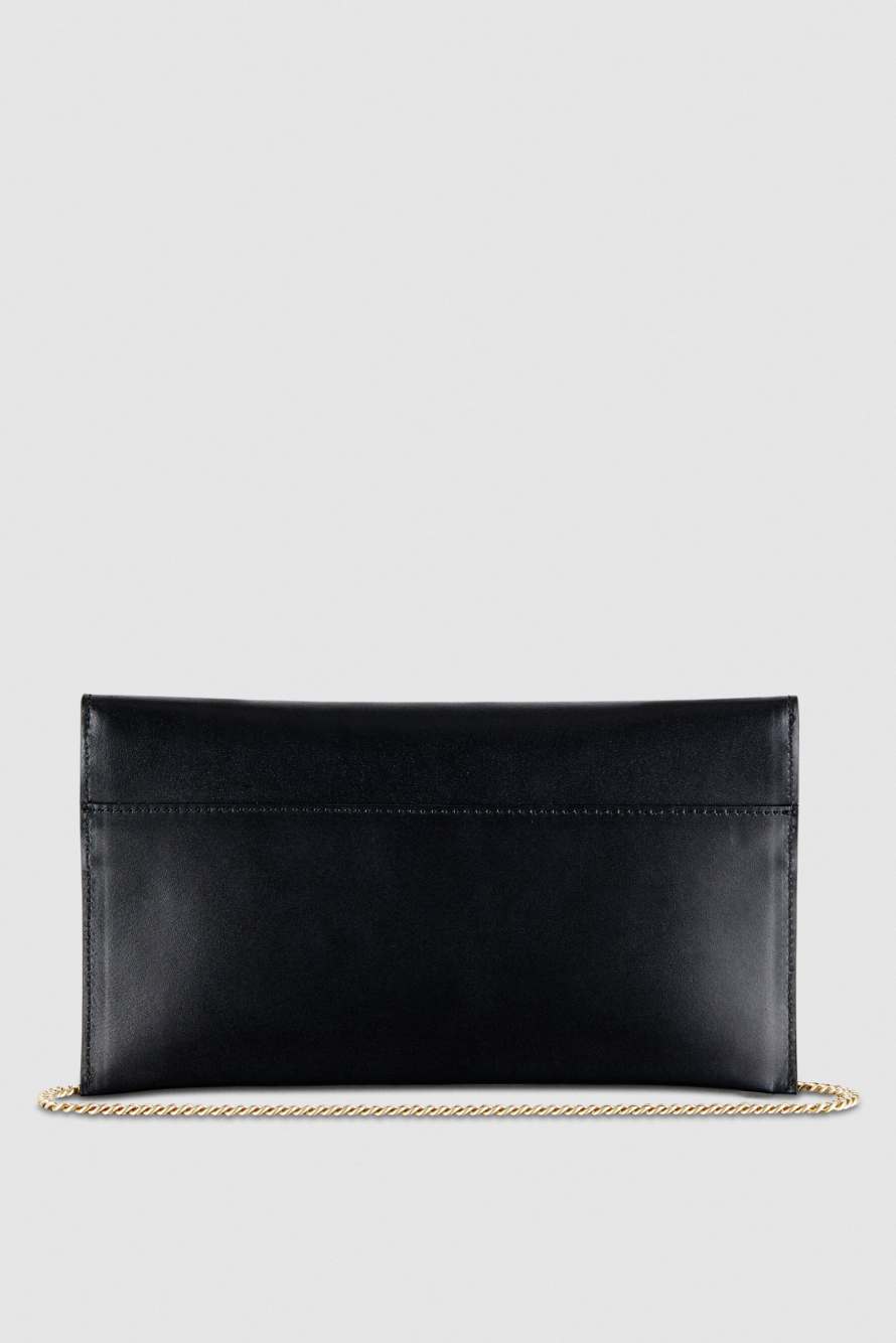 Кожаная сумка-пошет Fly на цепочке, Черный/Золотой, Patrizia Pepe