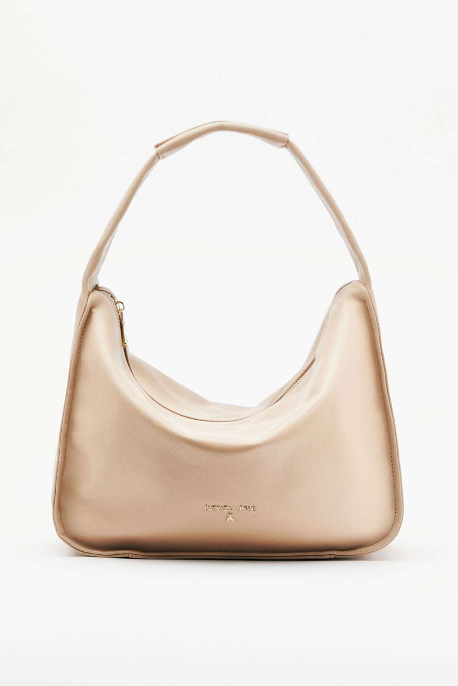 Contemporary Hobo medium leather shoulder bag, Beige, Patrizia Pepe