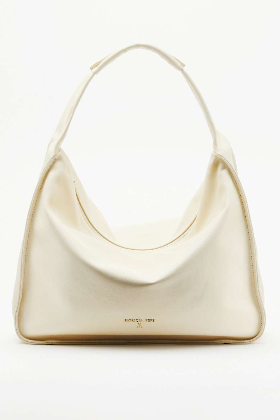 Sac bandouli&egrave;re Contemporary Hobo en cuir, grand format, Blanc, Patrizia Pepe