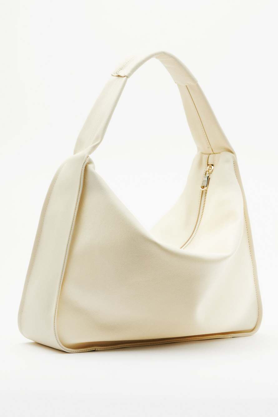 Sac bandouli&egrave;re Contemporary Hobo en cuir, grand format, Blanc, Patrizia Pepe