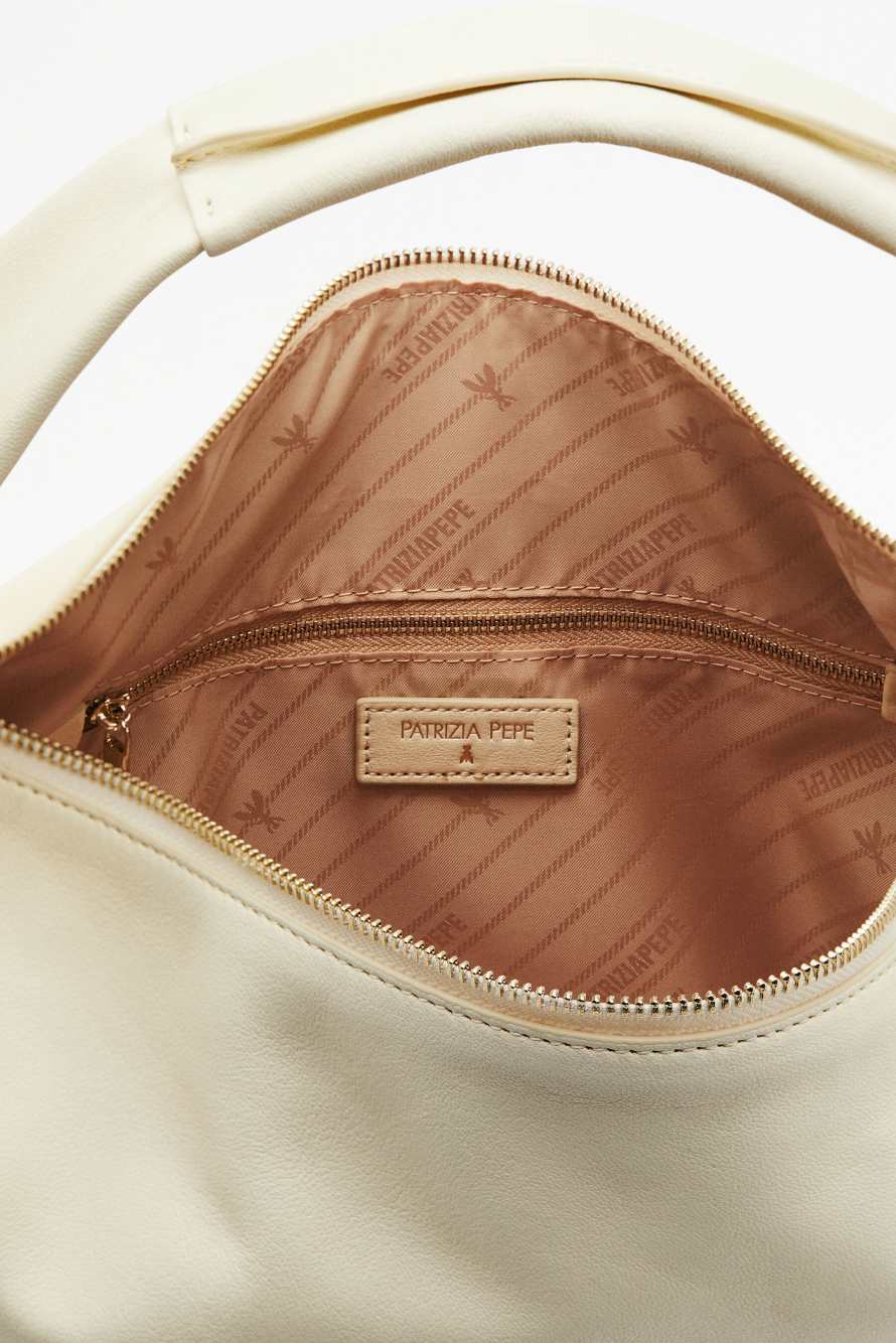 Sac bandouli&egrave;re Contemporary Hobo en cuir, grand format, Blanc, Patrizia Pepe