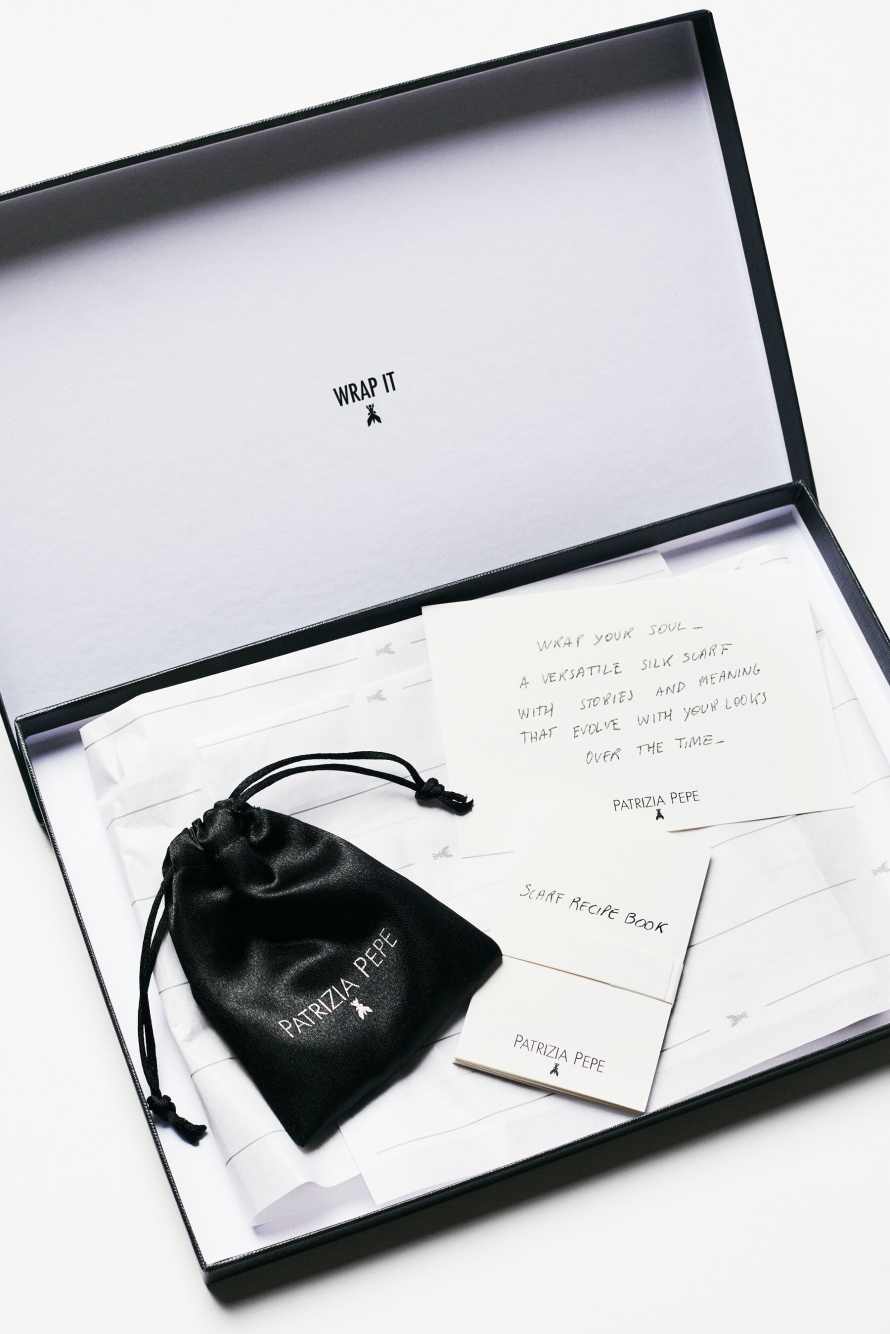 Шёлковый платок с принтом, Черный/бежевый, Patrizia Pepe