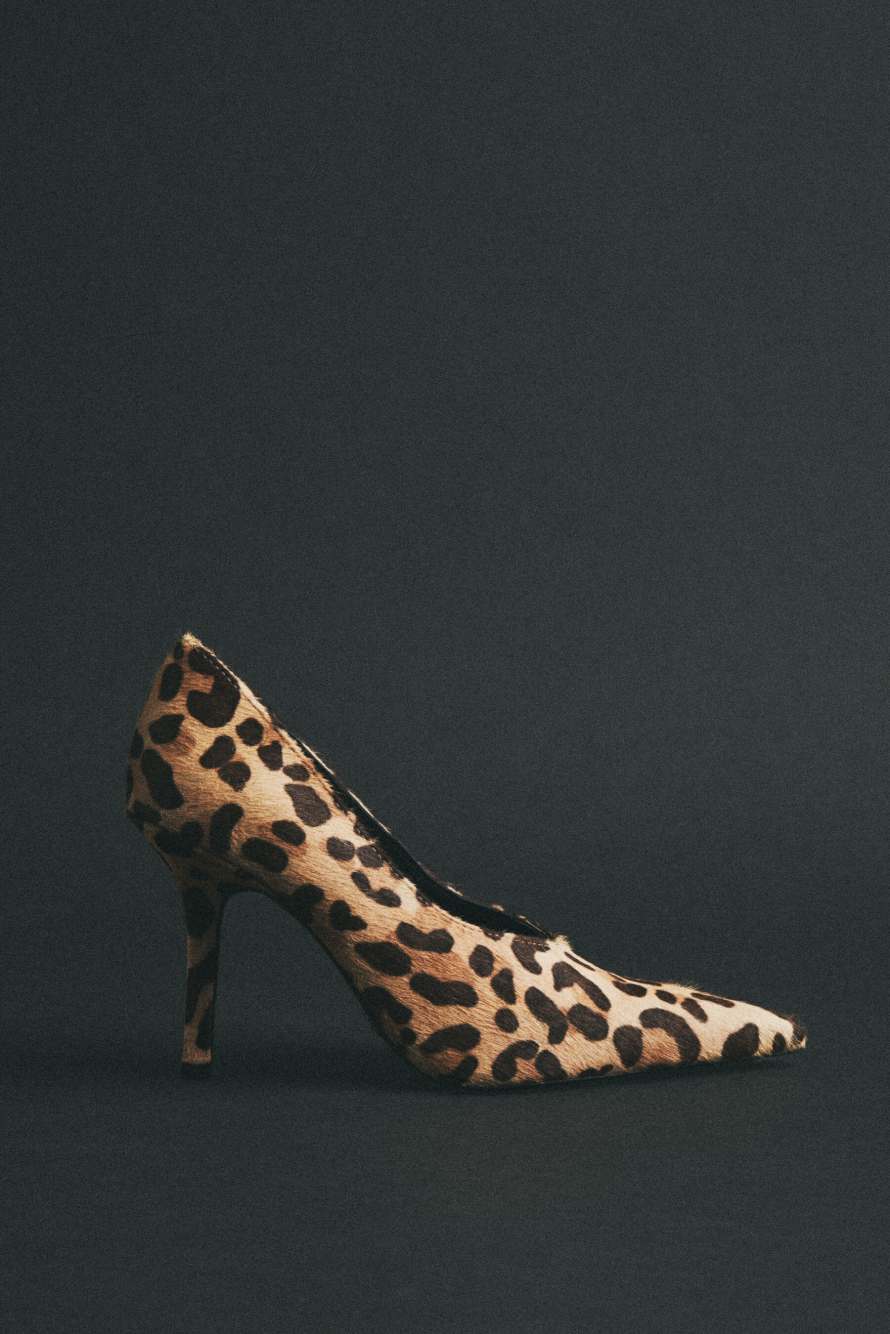 Кожаные туфли на каблуке с леопардовым принтом, Абстрактная фантазия, Patrizia Pepe